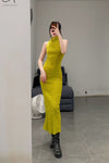 Marc Le Bihan Silk Shrink Stretch Sleeveless Dress 21967 Collection France MLB-21967 E23-ANIS